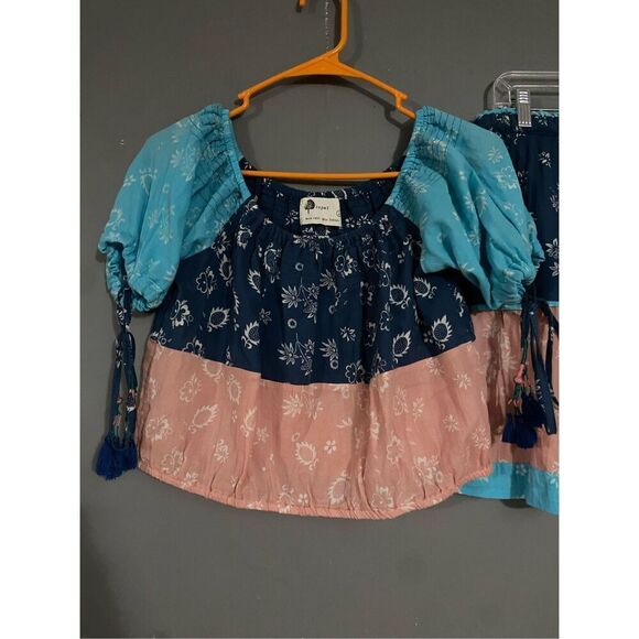 Anthropologie Kopal Women Blue Pink Mohini Skirt Boho Combo Set Size Large - Picture 4 of 11
